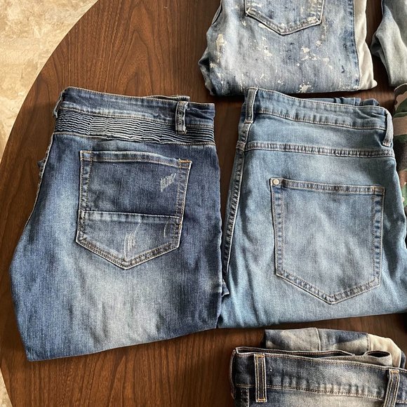 LOT OF 8 MEN'S PANTS JEANS SWEATPANTS JOGGERS SIZE 36 38 LARGE - Picture 5 of 9